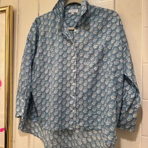 Livro Blue Block Print Button-Up Shirt